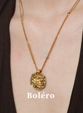 设计师四叶草复古金币项链
