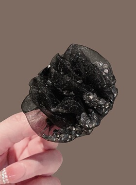高级感细闪水钻褶皱泡泡纱蝴蝶结抓夹小号盘发鲨鱼夹时尚洋气发夹