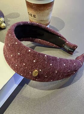 韩系ins风软糯布料波点发箍日常四季外戴高颅顶宽边头箍发饰 ​