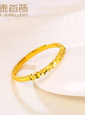 百泰首饰女戒仿钻活口可调节足金