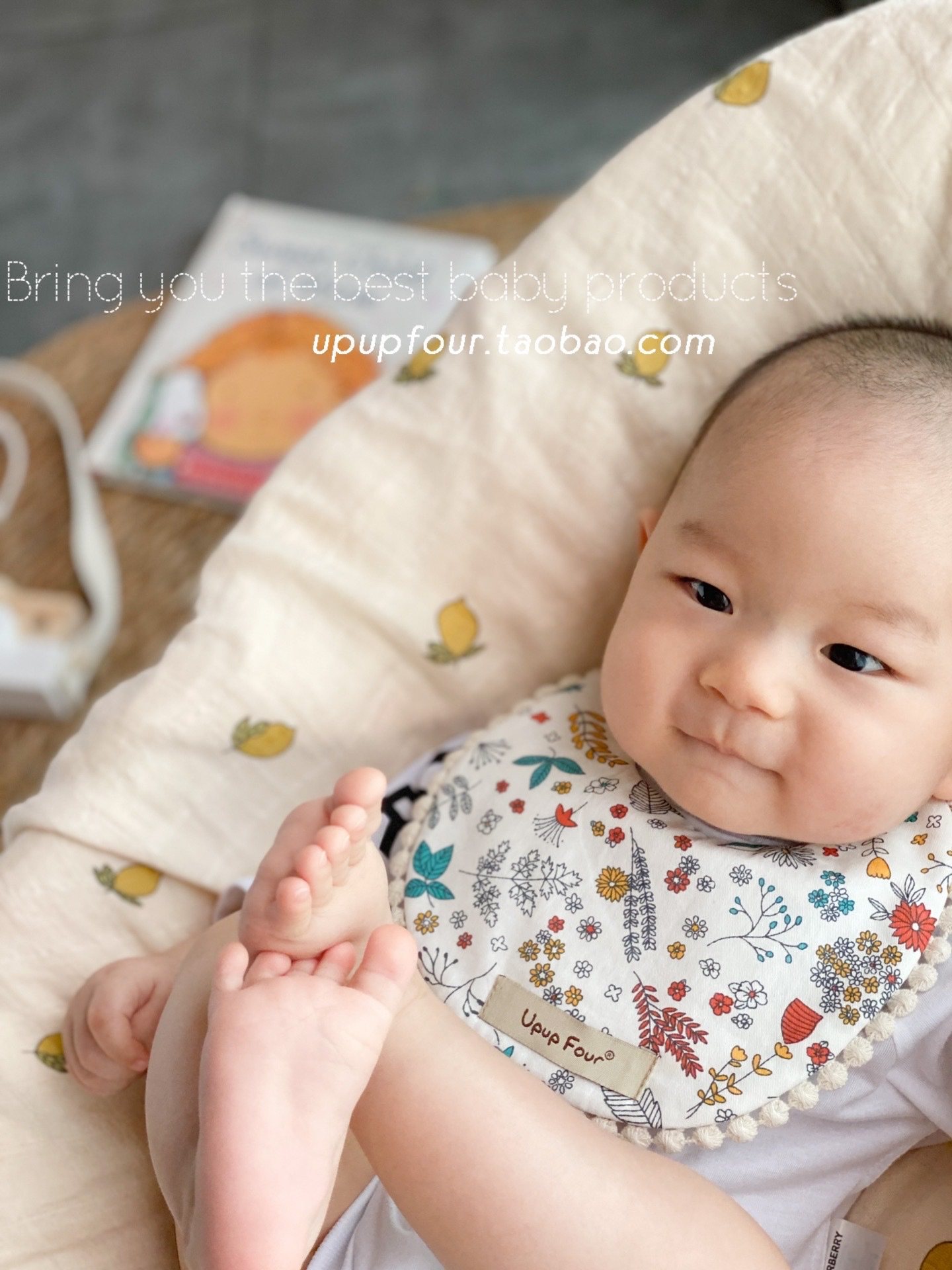upupfour出口品质ins可爱碎花婴儿宝宝口水巾防吐奶流口水围兜,淘宝优惠券,粉丝福利购,淘宝优惠卷