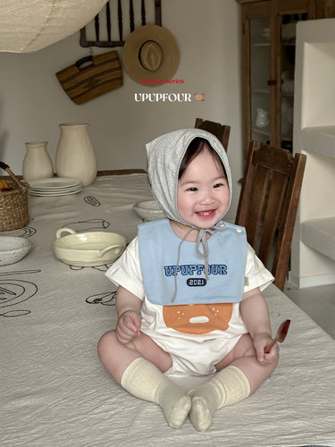 upupfour｜韩国设计师款进口纯棉新生婴儿宝宝口水巾宝宝围兜围嘴 - 图0