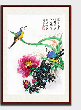 纯手绘花鸟国画客厅餐厅玄关