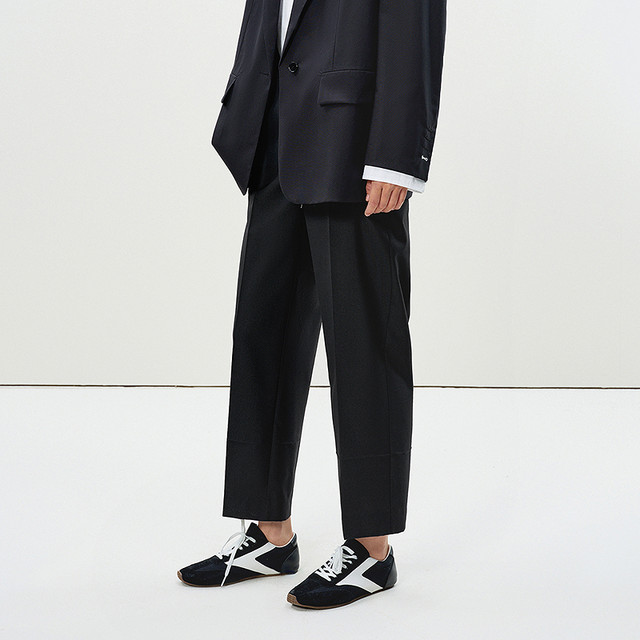 ຫນ້ອຍບ່ອນເຮັດວຽກ Commuting Suit Pants ຂອງແມ່ຍິງ Tapered Pants ເກົ້າຈຸດ