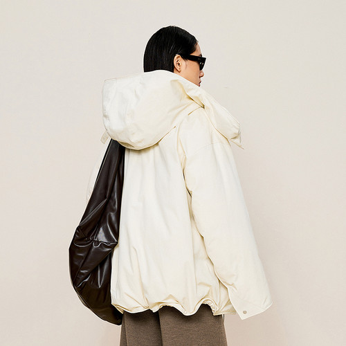 【95白鹅绒】LESS冬外套可拆卸连帽休闲百搭夹克羽绒服2OAC12510 - 图2