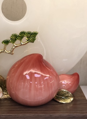 珐琅彩福寿安康玉石摆件乔迁
