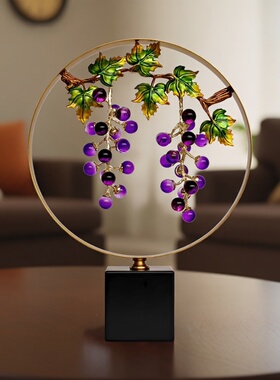 珐琅彩紫水晶葡萄招财鹿摆件