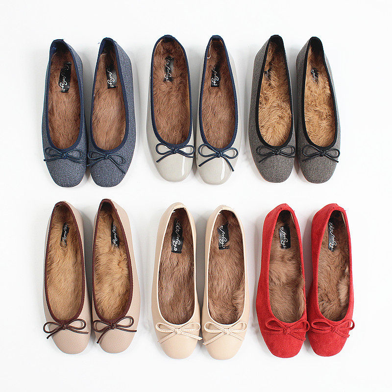 2020秋冬新款圆头蝴蝶结平底单鞋芭蕾舞鞋外穿百搭红色浅口船鞋女,淘宝优惠券,粉丝福利购,淘宝优惠卷