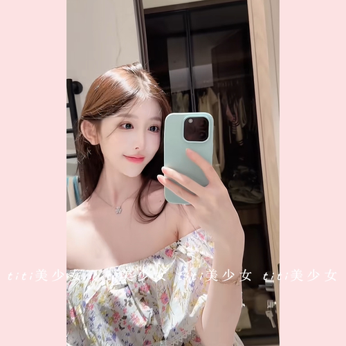 【TiTi美少女】淑女手工串珠花边纯欲一字肩设计短款上衣T恤小衫 - 图2