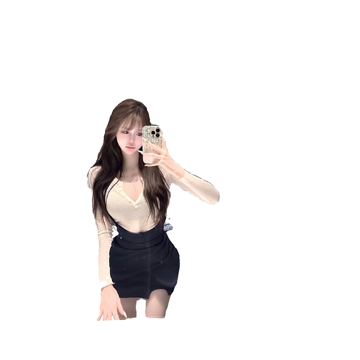 【TiTi美少女】纯欲辣妹风性感长袖短款T恤上衣女装春季两件套装,淘宝优惠券,粉丝福利购,淘宝优惠卷