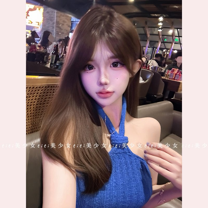 【TiTi美少女】2026春季克莱因蓝挂脖扭结粗坑条针织上衣修身背心,淘宝优惠券,粉丝福利购,淘宝优惠卷