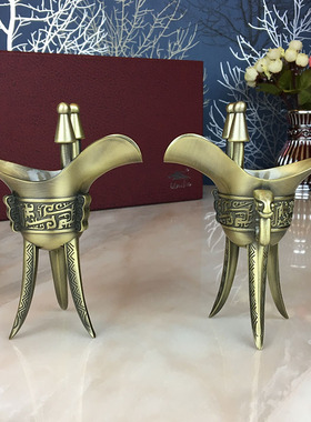 仿古代中式风家居摆件杯子青铜