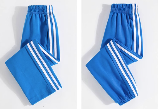 宝蓝裤天蓝裤草绿裤墨绿裤双白杠直筒松紧口学生校服裤春秋款定制