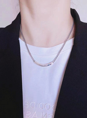 日韩纯银弯管坦克链条女ins复古