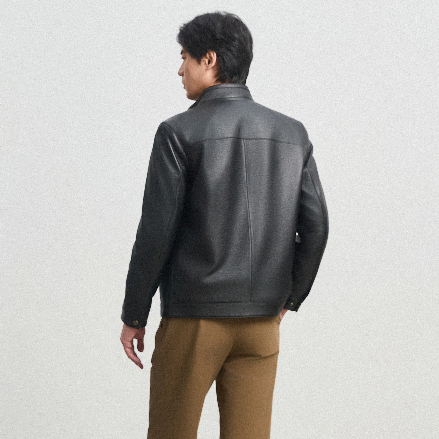 雪豹真皮男士头层鹿皮商务休闲简约时尚行政立领短款皮衣夹克外套,淘宝优惠券,粉丝福利购,淘宝优惠卷