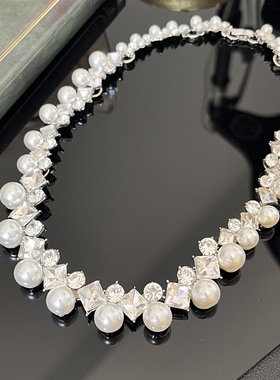 铜合金法式精致珠珠项链8365