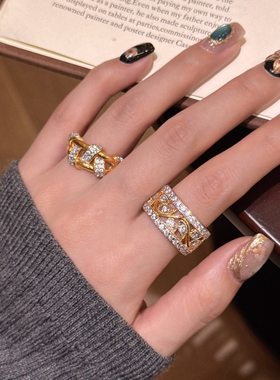 s925满钻镂空花藤戒指送女友礼物