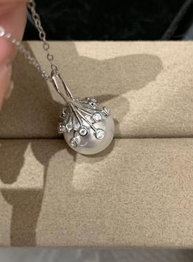 s925烟花珍珠项链女锁骨链