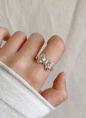 新款甜美梦幻蝴蝶结戒指女小众设计公主风轻奢精致高级感开口指戒