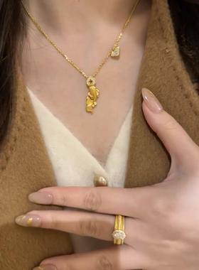 999足金18k黄金色合金三件项链