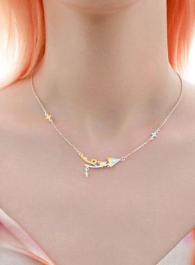 s925银橘子海纸飞机项链i送女友