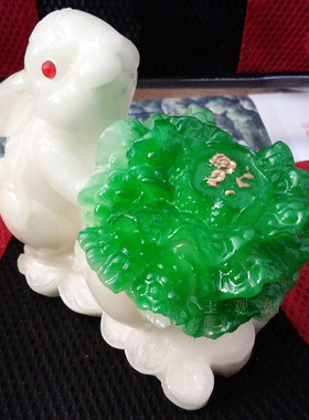 吉祥树脂白菜兔子摆件居家工艺品