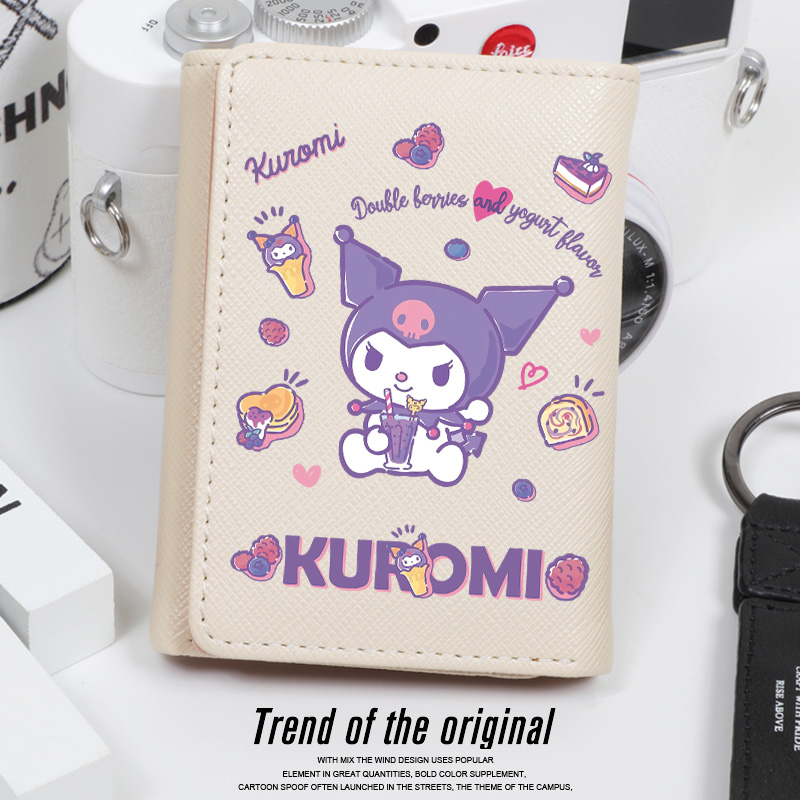 可爱卡通酷洛米库洛米周边日系ins风钱包短款女初中学生小众设计 - 图0