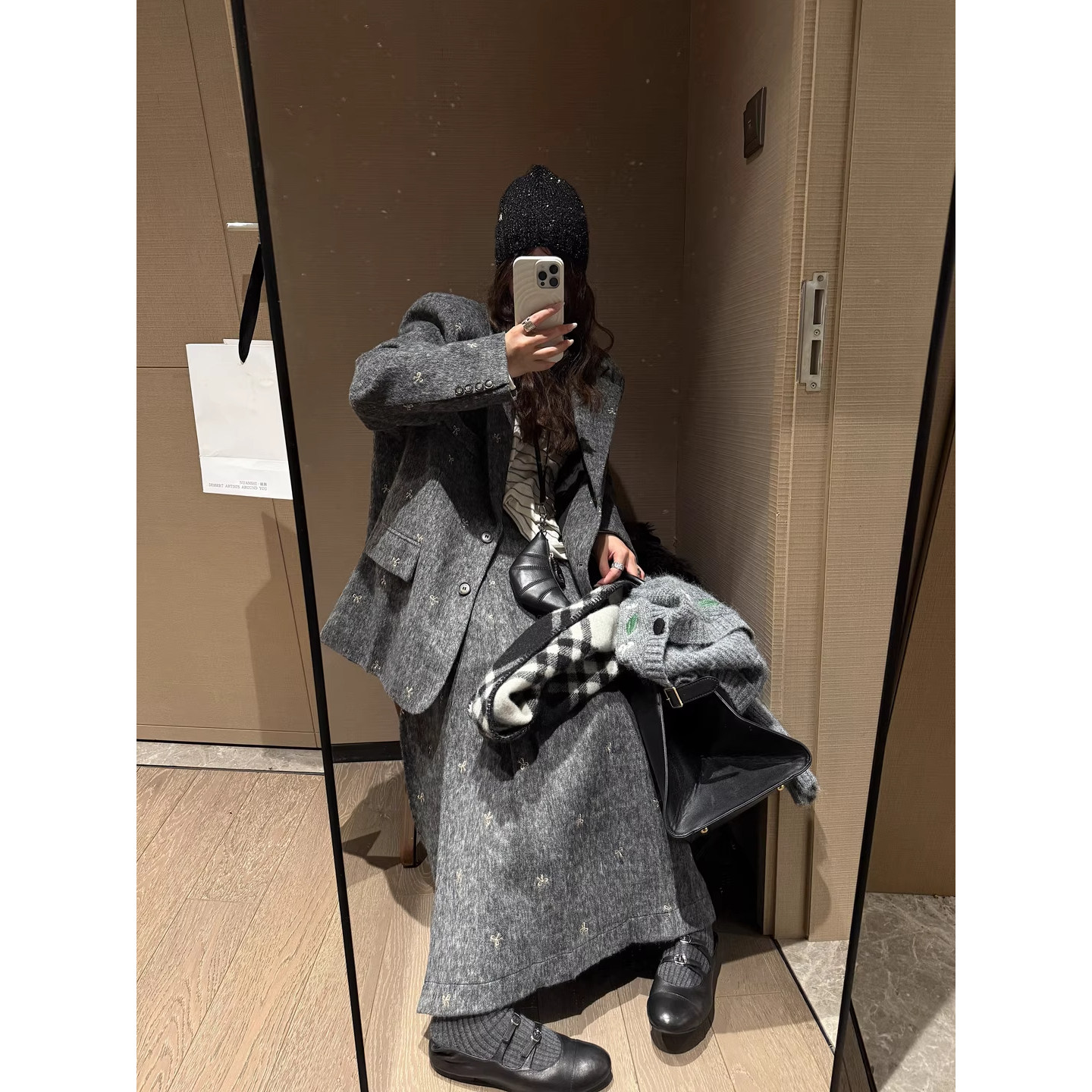 蝴蝶结外套刺绣新款2025冬季高级西装半身裙高腰套装两件套QD9619,淘宝优惠券,粉丝福利购,淘宝优惠卷