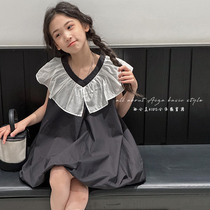 South Korean childrens clothing high-end girls summer clothing dress 2023 new children short sleeve skirt girl summer princess dress