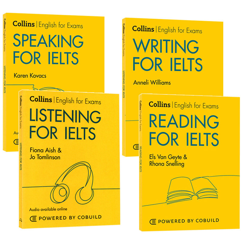柯林斯雅思考试系列套装 Collins English for IELTS 英文原版教材 雅思英语阅读听力口语写作技巧4本 进口自学参考工具书