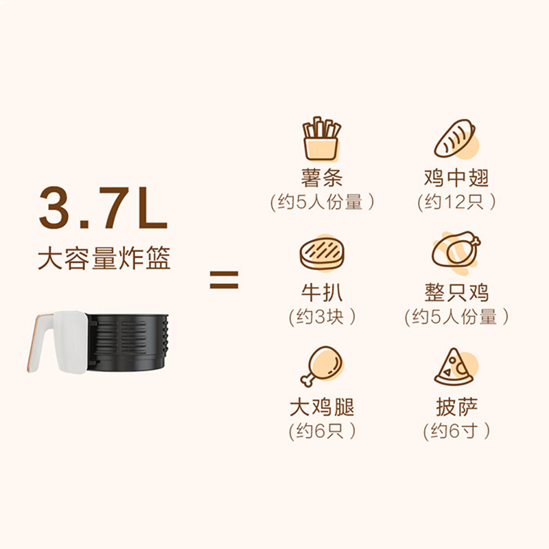 苏泊尔惠宝专卖店苏泊尔空气炸锅新款全自动智能电炸锅家用无油多功能大容量薯条机2