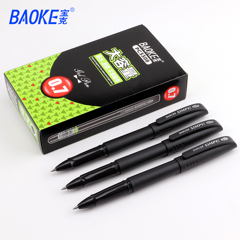 宝克PC3308大容量0.7mm中性笔水笔签字笔走珠笔考试笔办公文具baoke子弹头水性笔0.5mm子弹笔头PC3298A - 图1
