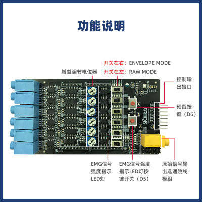 6通道emg肌肉电传感器模块六导肌电aduino开发套件智能可穿戴设备 虎窝淘