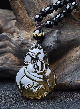 淘开运阁灵蛇进贵禄吉宏吊坠属牛人吉祥物2026马年黑曜石葫芦项链
