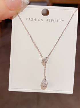 小众设计钻球抽拉式流苏项链女甜美气质简约轻奢百搭锁骨链新款潮