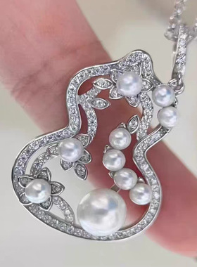 诸暨天然珍珠葫芦吊坠可打开锆石轻奢高级感气质新中式项链吊坠女