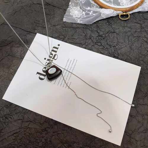 艺达韩系黑檀木包包项链可调节休闲长款毛衣链复古气质小众高级配 - 图2