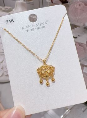 卡娜米娜新中式气质平安锁吊坠项链女简约锁骨链小众设计项饰