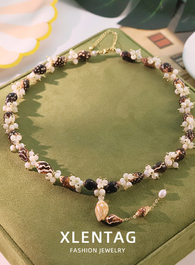 原创贝壳海螺链条项链小众高级感脖颈链时尚百搭度假风锁骨链