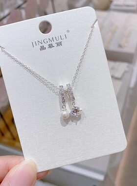 卡娜米娜简约风设计镶钻镂空花朵项链时尚个性高级感饰品