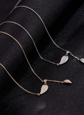 新款满钻树叶项链简约百搭超闪轻奢设计感项饰ins风零尚厂家直销
