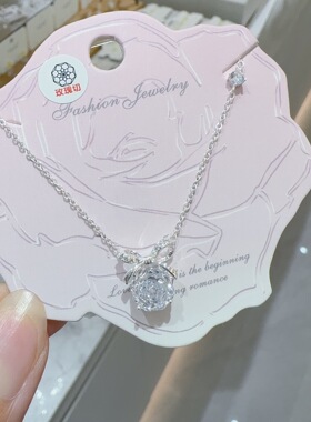 卡娜米娜简约轻奢玫瑰切精致蝴蝶结设计感时尚仿锆石吊坠女项链