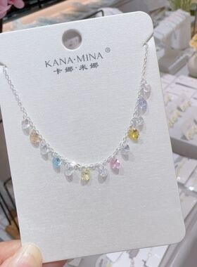 卡娜米娜新款欧美简约气质仿锆石多吊坠项链女小众设计轻奢锁骨链