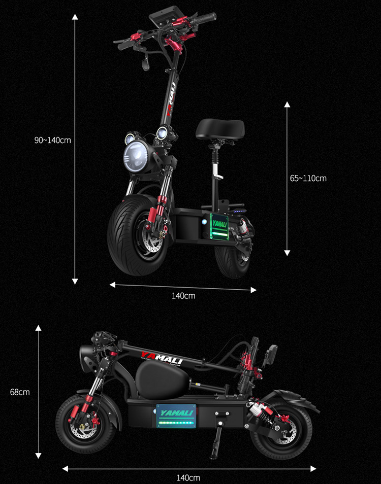 越野电动滑板车13寸72V大马力真空胎双驱高速迷你电瓶车轻-图2