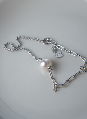 日本akoya海水珍珠手链纯银可调