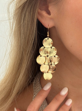 欧美跨境饰品 潮流时尚风几何亮片Y形项链 气质长款拼接金属项饰