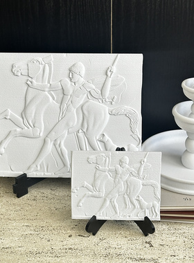 ins复古文艺罗马浮雕勇士和马装饰画摆件玄关软装书房样板间艺术