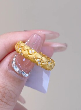 新款金色麦穗编织戒指女时尚气质精致情人节送女友闺蜜生日礼物