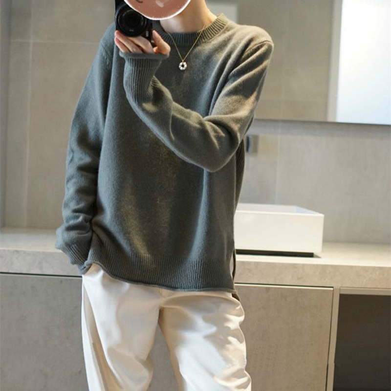 独立自主态度 气质基础单品圆领卷边羊绒衫女纯羊绒毛衣秋冬加厚,淘宝优惠券,粉丝福利购,淘宝优惠卷