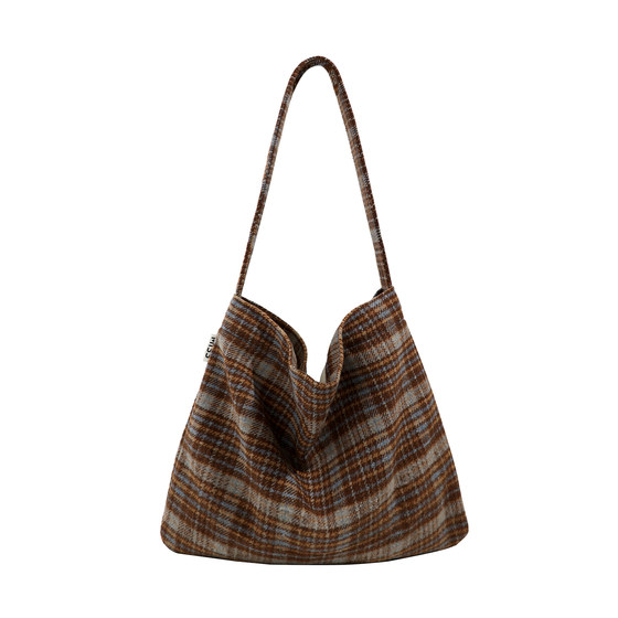 Guangzhou warehouse wool plaid tote bag
